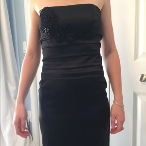 Black cocktail dress with floral beaded detail